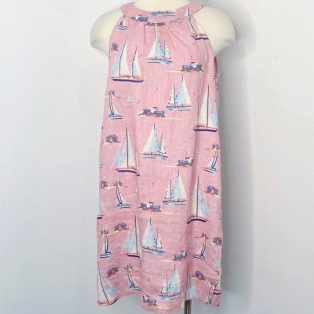 St. Tropez West preppy Pink Linen Sailboat Dress
